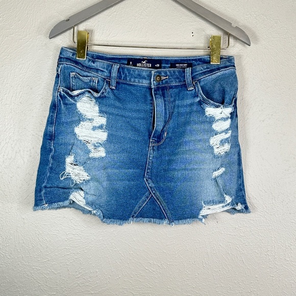 Hollister Dresses & Skirts - Hollister destroyed raw hem high-rise skirt vintage stretch size 9 29 waist